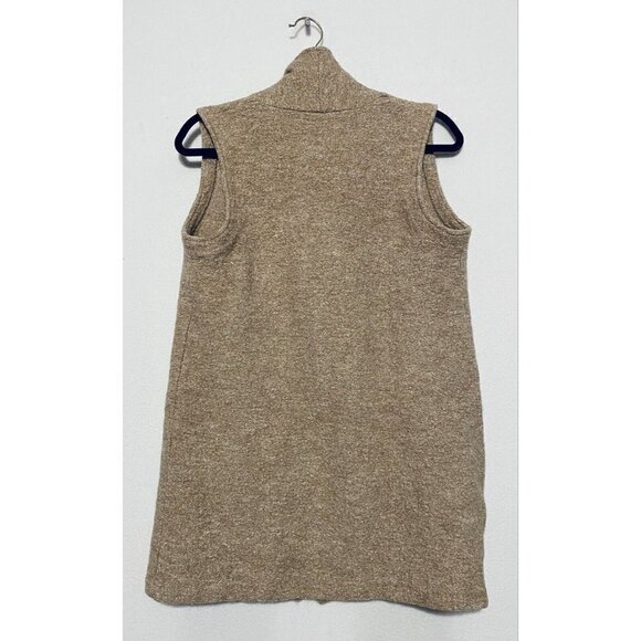 Cynthia Rowley Womens Small Brown Wool Long Open Vest Pockets Lagenlook - Picture 4 of 7